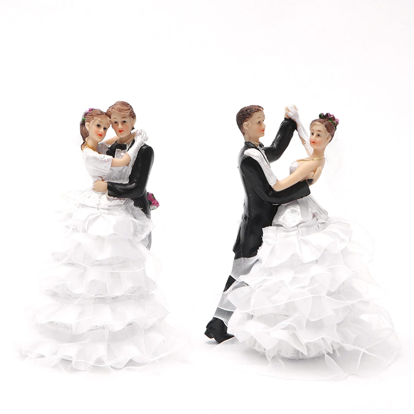 Saint Valentin gâteau décoration Couple Couple Douce Petite poupée Cadeau de Mariage Ornement de résine caractère Statue Figurine Artisanat décor (Couleur : A)