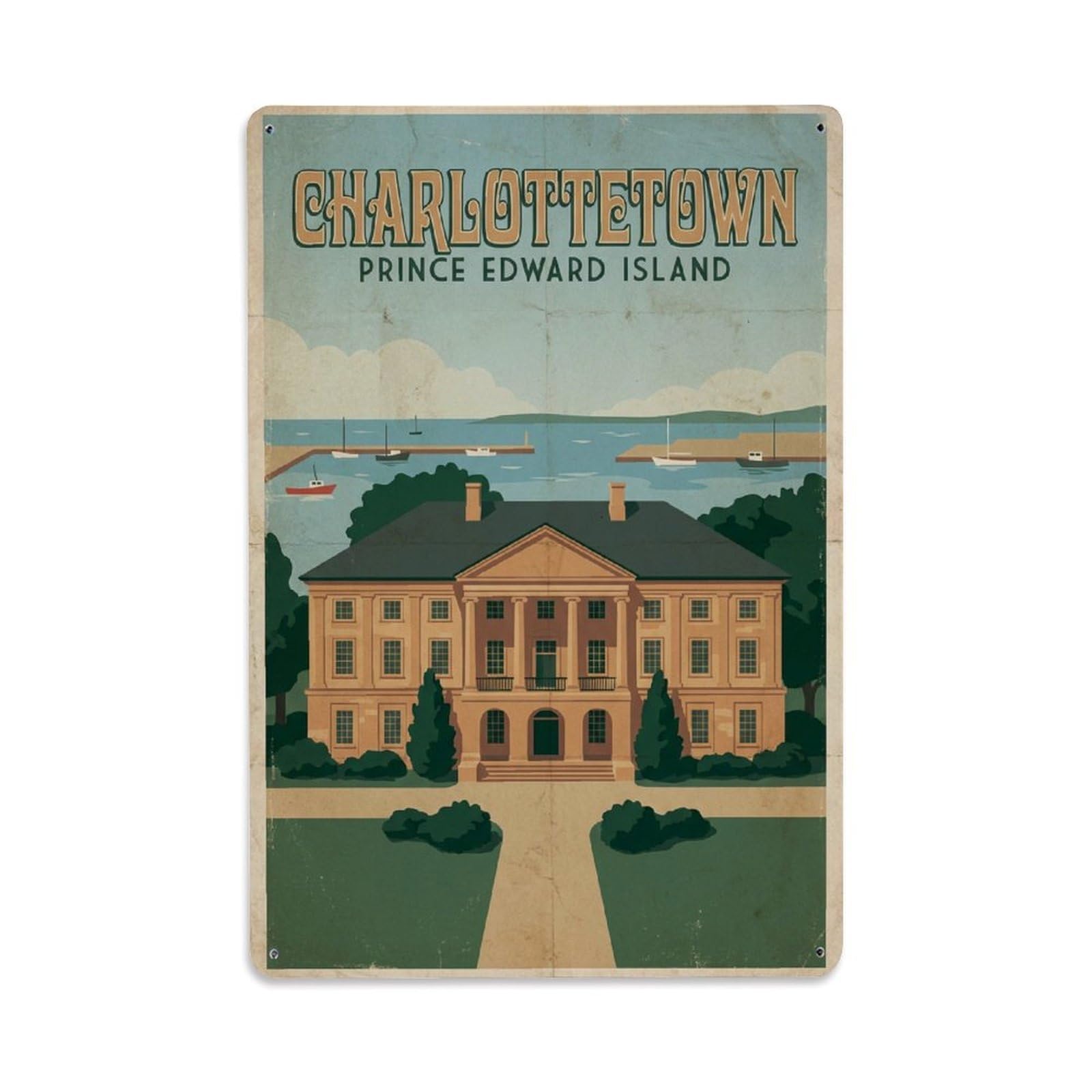 Xanthor Style Vintage Travel Canada Charlottetown Metal Tin Sign