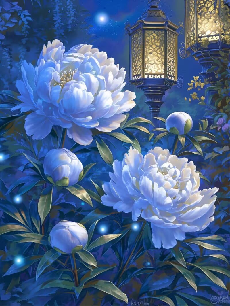 ダイヤモンドペインティング アート風景と花 約30x40cm ハンドメイド Amazon | ダイヤモンドアート 花, ダイヤモンド アート 風景