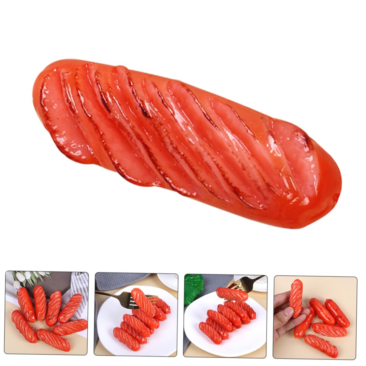 MOLUCKFU 3pcs Simulated Sausage Decor Fake Kitchen Food Model Simulated Hot Dog Restaurant Fake Food Fake Hot Dog Prop Layout Food Prop Fake Hot Dog Model Red Artificial Fridge Magnet PVC