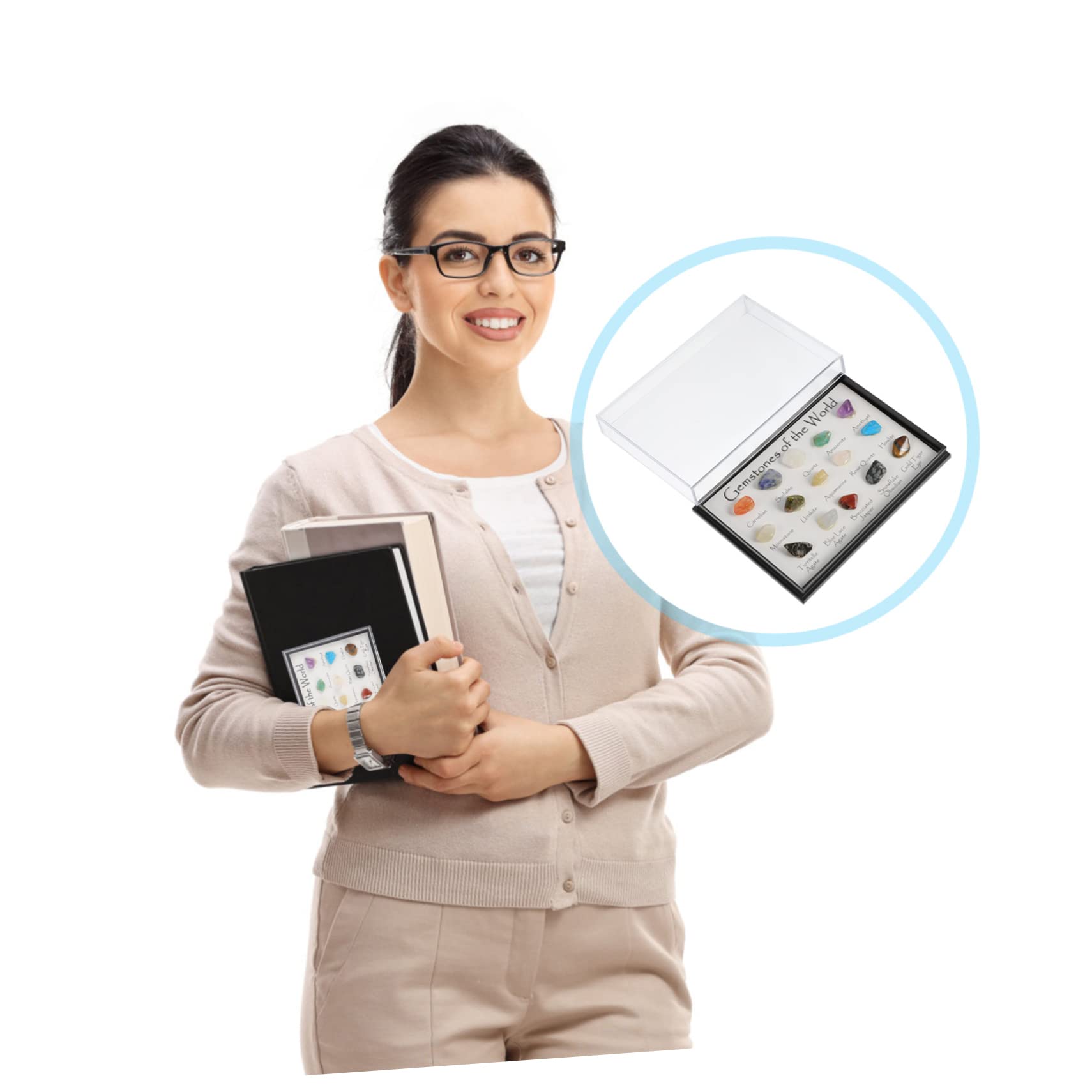 SOLUSTRE Natural Teaching Crystals Collection 15 Mini Stones for Home Decor Meditation Positive Energy