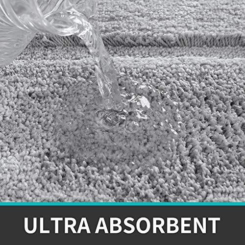 Dexi Bathroom Rug Mat, Extra Soft Absorbent Premium Bath Rug, Non-Slip Comfortable Bath Mat, Carpet For Tub, Shower, Bath Room, Machine Wash Dry, 16"X24", Light Grey #TOP3