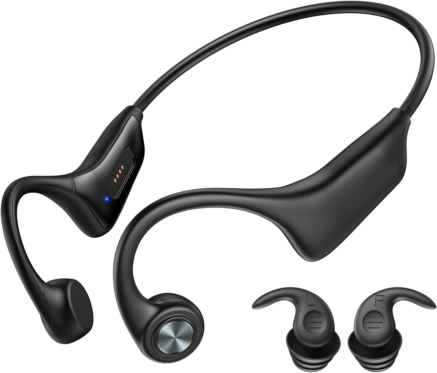 Bone Conduction Headphones, NAGFAK Wireless Open Ear Headphones Bluetooth 5.0 with MIC, IPX7 Waterproof Sweatproof Workout Headphones Music Answer Phone Call for Running Cycling Driving Hiking