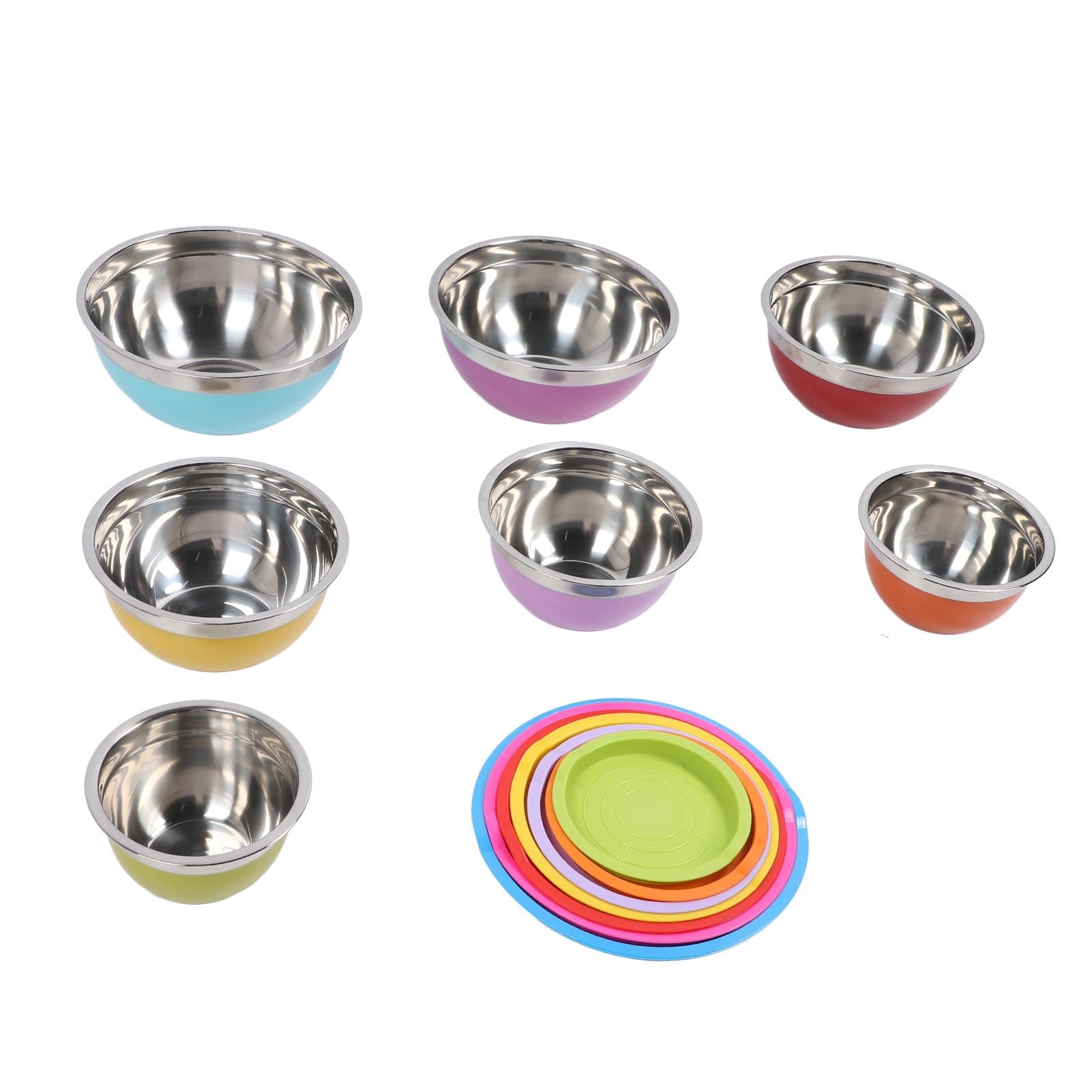 7PCS Miski z pokrywkami ze stali nierdzewnej plastikowe plastikowe miski gniazdowe Sałatkowe pojemnik na pokarm do pieczenia przygotowywanie porcji