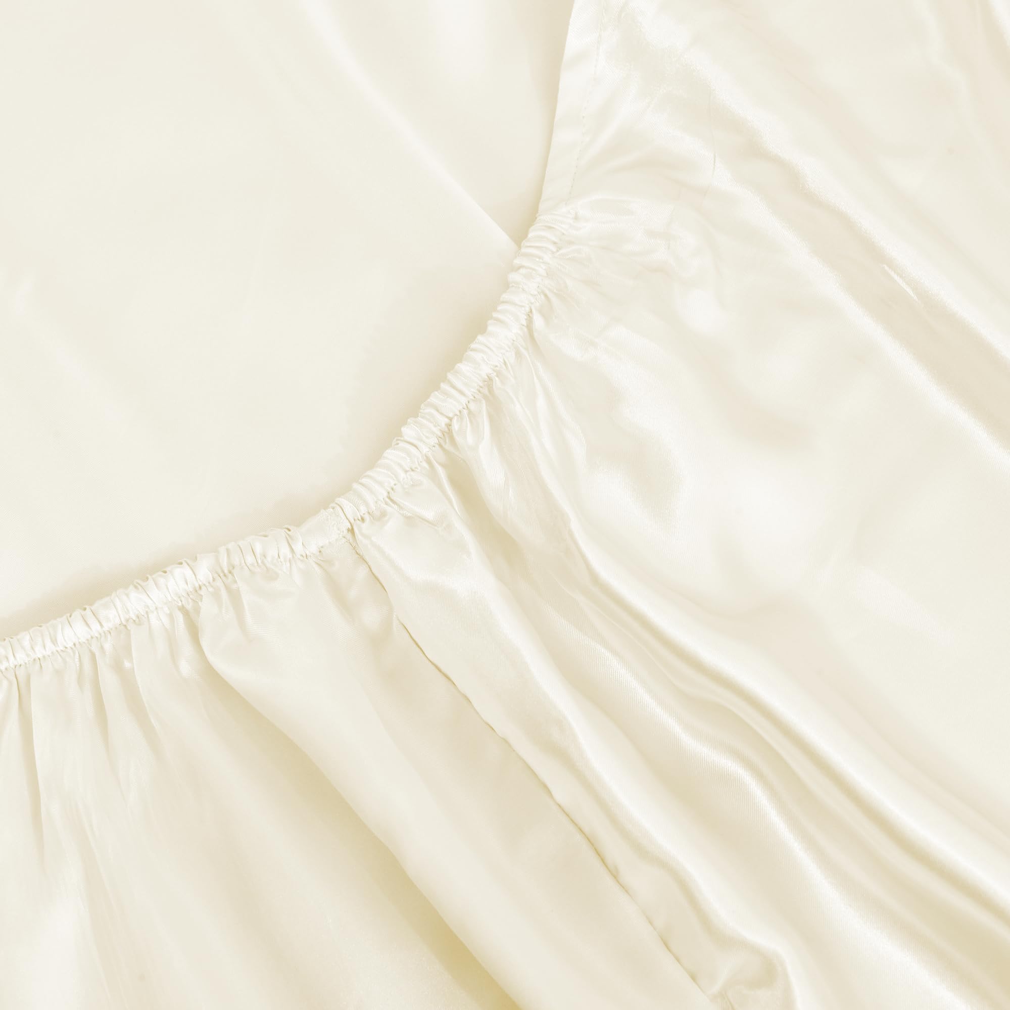 ROOEE Satin Silk Fitted Sheet with Pillowcase Set Breathable Soft Bedding Brushed Fabric Wrinkle - Image 4