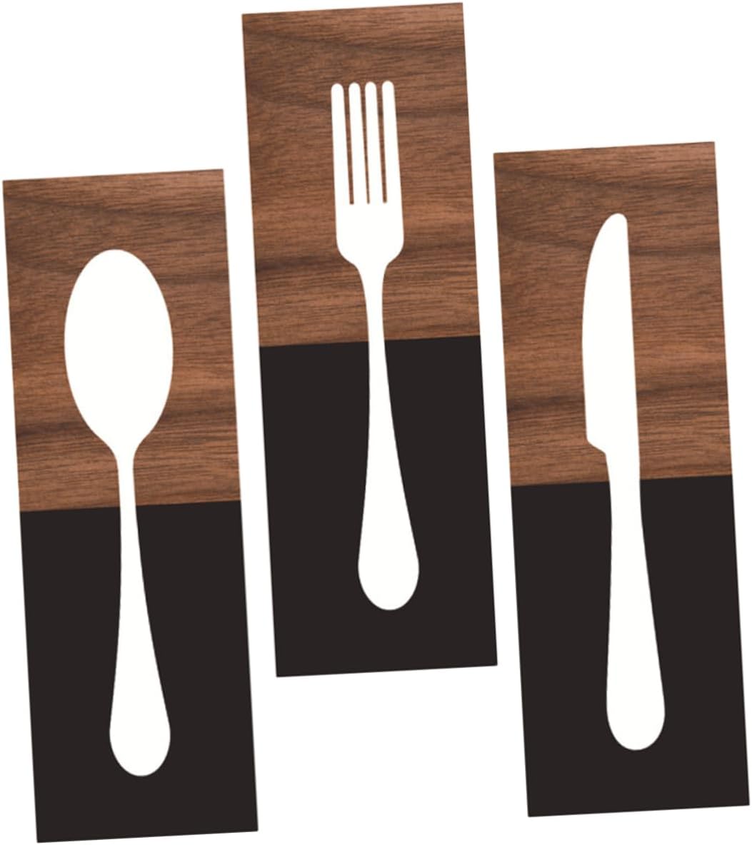 FUNOMOCYA 3pcs Wooden Kitchen Utensils Wall Sign Wooden