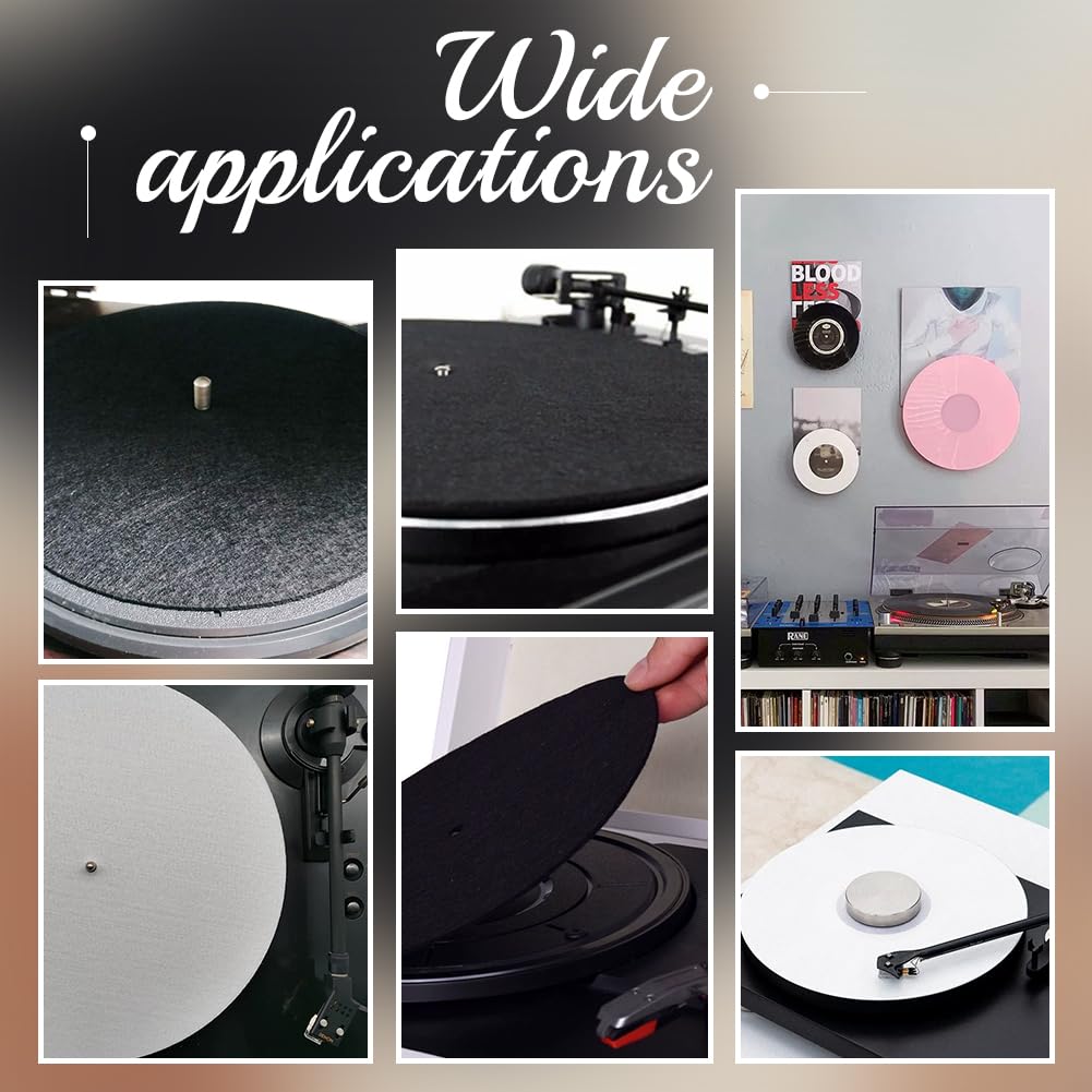 4 Tappetini Per Giradischi In Feltro NBEADS - Diametro 18,5cm, Spessore 3mm, Foro 7,5mm, Bianco