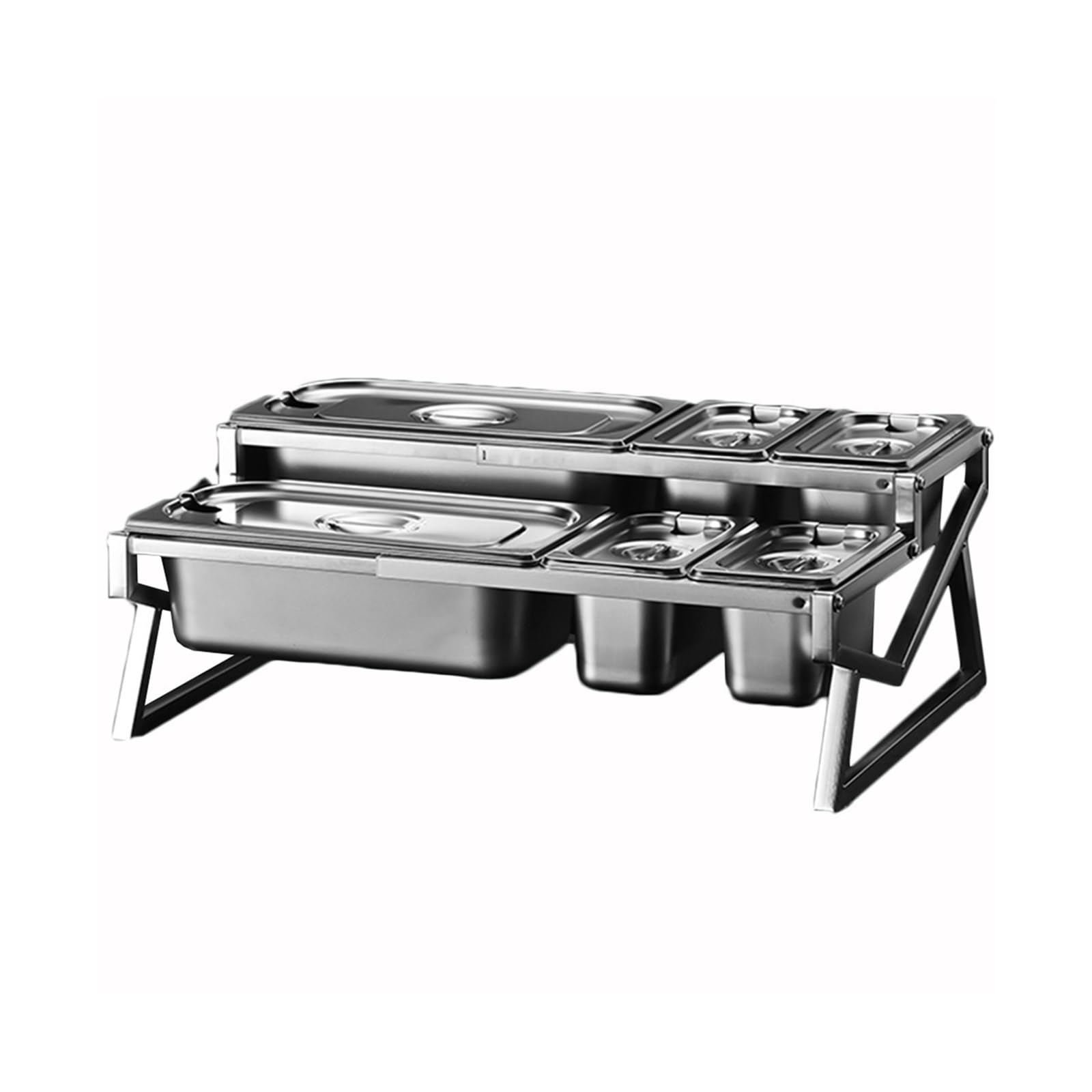 MYUYEE Stainless Steel Spice Rack With Retractable Cover 6 Compartment Kitchen Countertop Storage Solution For Efficient Spice Management