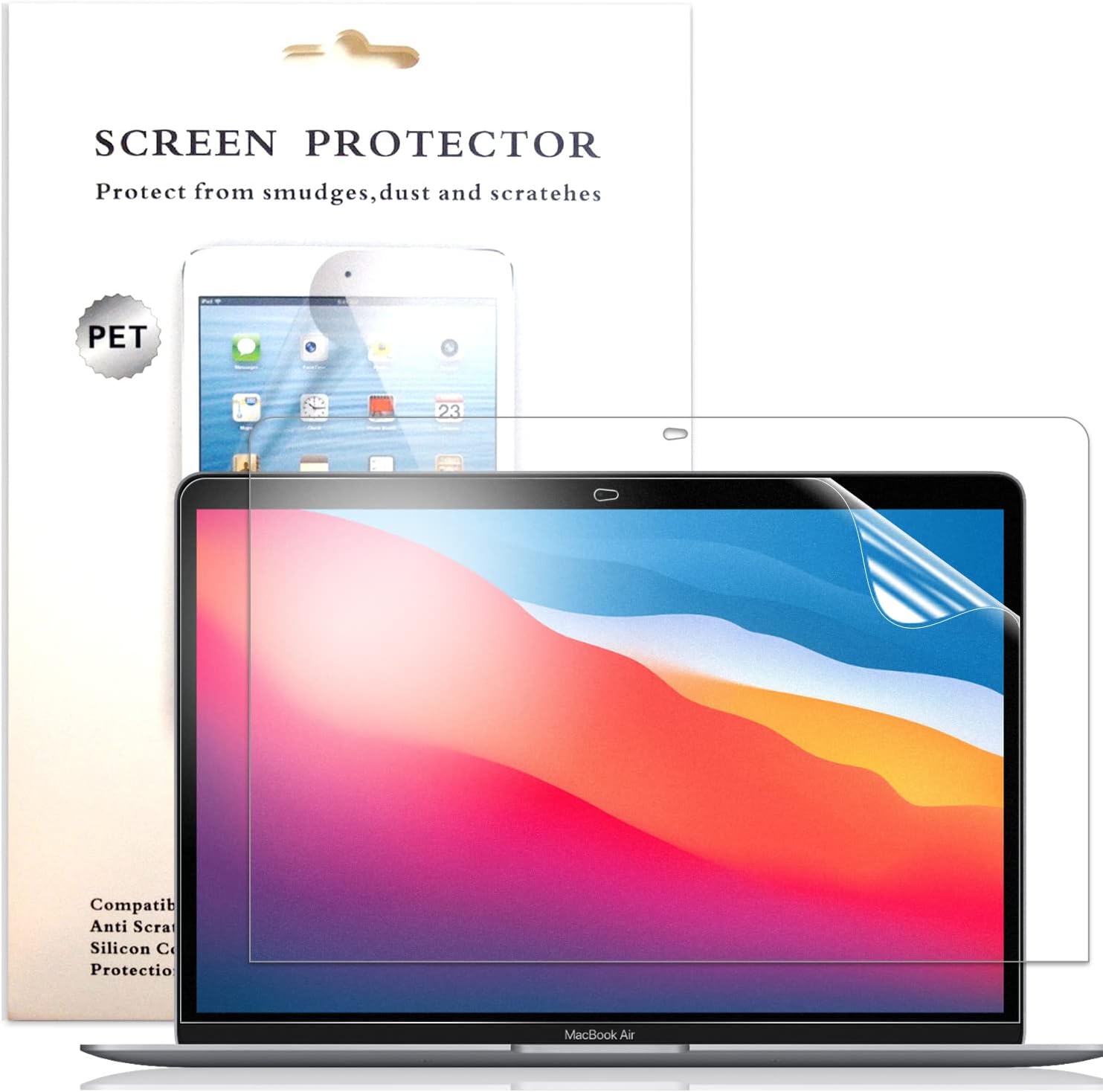avakot 2 Pack Macbook Air 13 Inch 2020 M1 Screen Protector | Matte PET Film Screen Proctor Macbook Pro 13 inch (2016-2022 / M1, M2) Touch Bar Screen