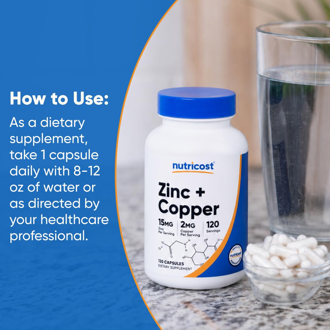 Nutricost Zinc + Copper Capsules, 120 Servings, GMO-Free, Vegetarian — Amazon image 7
