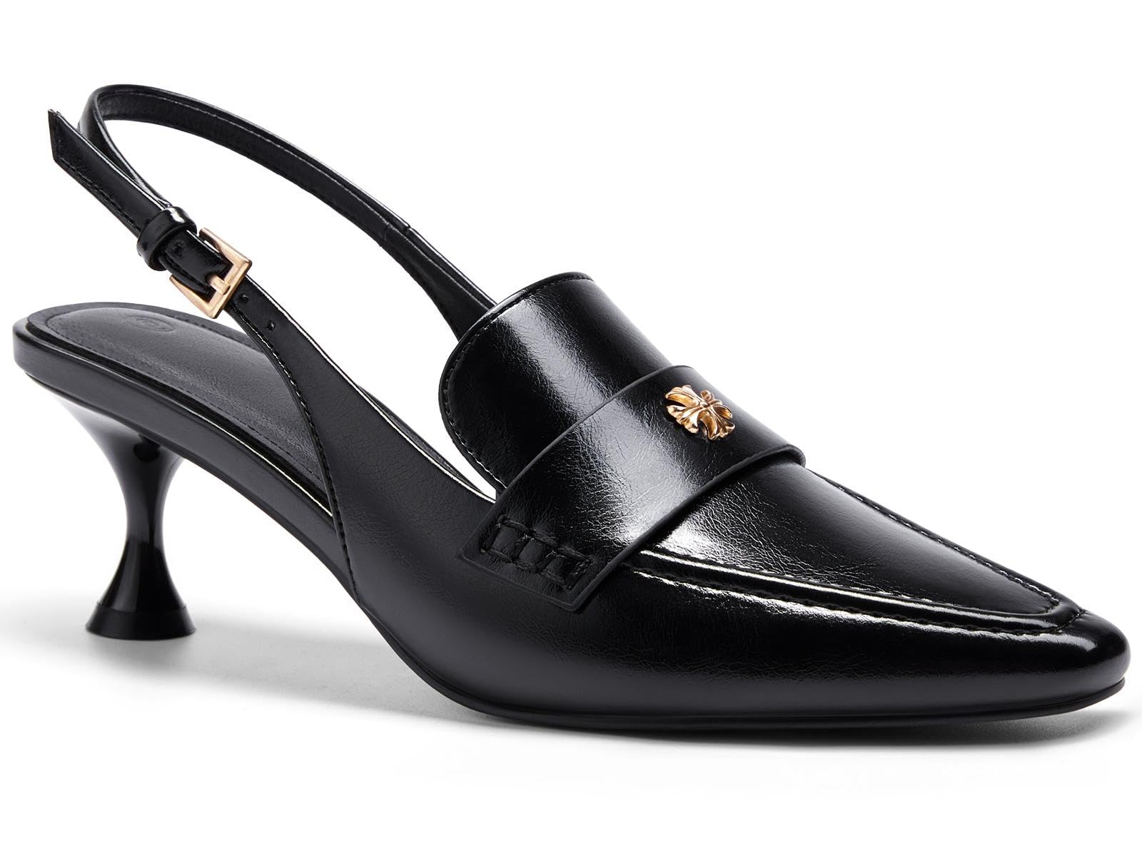 Coutgo Women's Pointed Toe Sandals Slingback Kitten Heel Pumps Slip On Ankle Buckle Dress Shoes