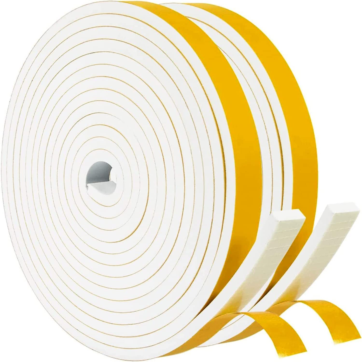Dichtungsband Selbstklebend für Türen Fenster,10mm(B) x6mm(D)/8m(L) Schaumstoff Türdichtung klebeband Gummidichtung Gegen Kalte Zugluft/Anti-Kollision/Schalldichter/Wasserdichter/Staubdicht, Weiß