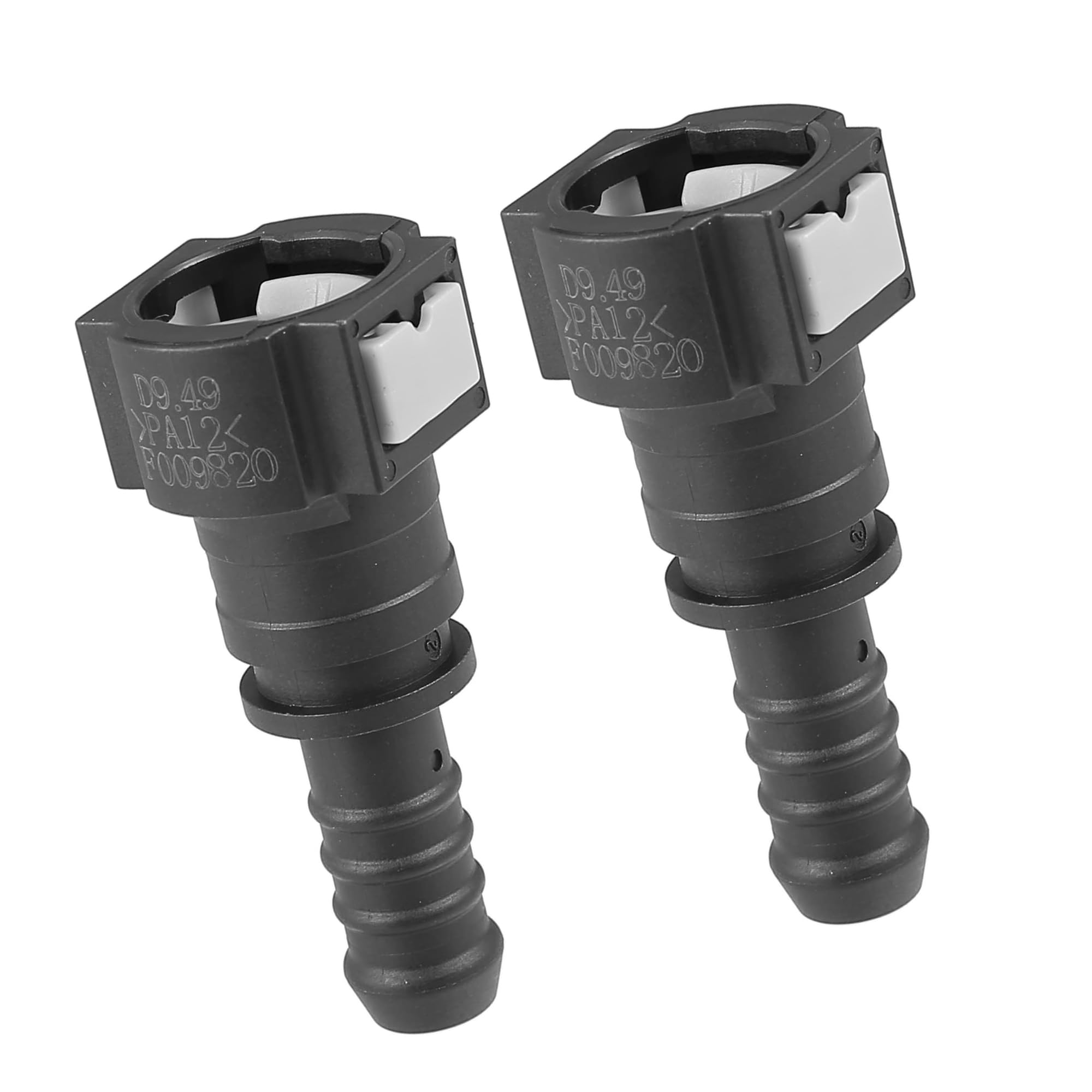 Adaptateur cannelé droit en nylon 10mm vers 3/8'' pour tuyau de carburant - Lot de 2