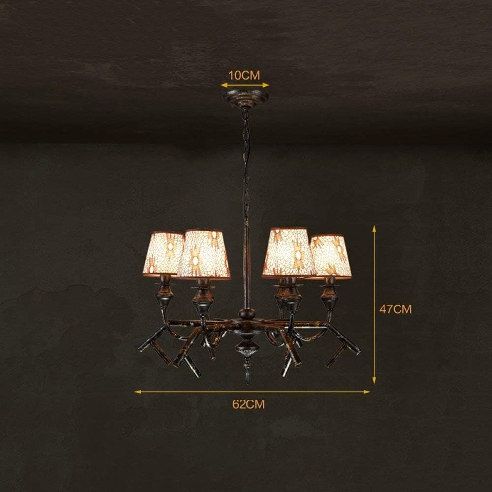 Pendant Lamp 6-Lights Rural Printing Big Adjustable Chandelier Retro Iron Art Ceiling Lamp Hanging Light Vintage Mediterranean Pendant Lights for Cafe Living Room Pub Restaurant Villa E14 Edison
