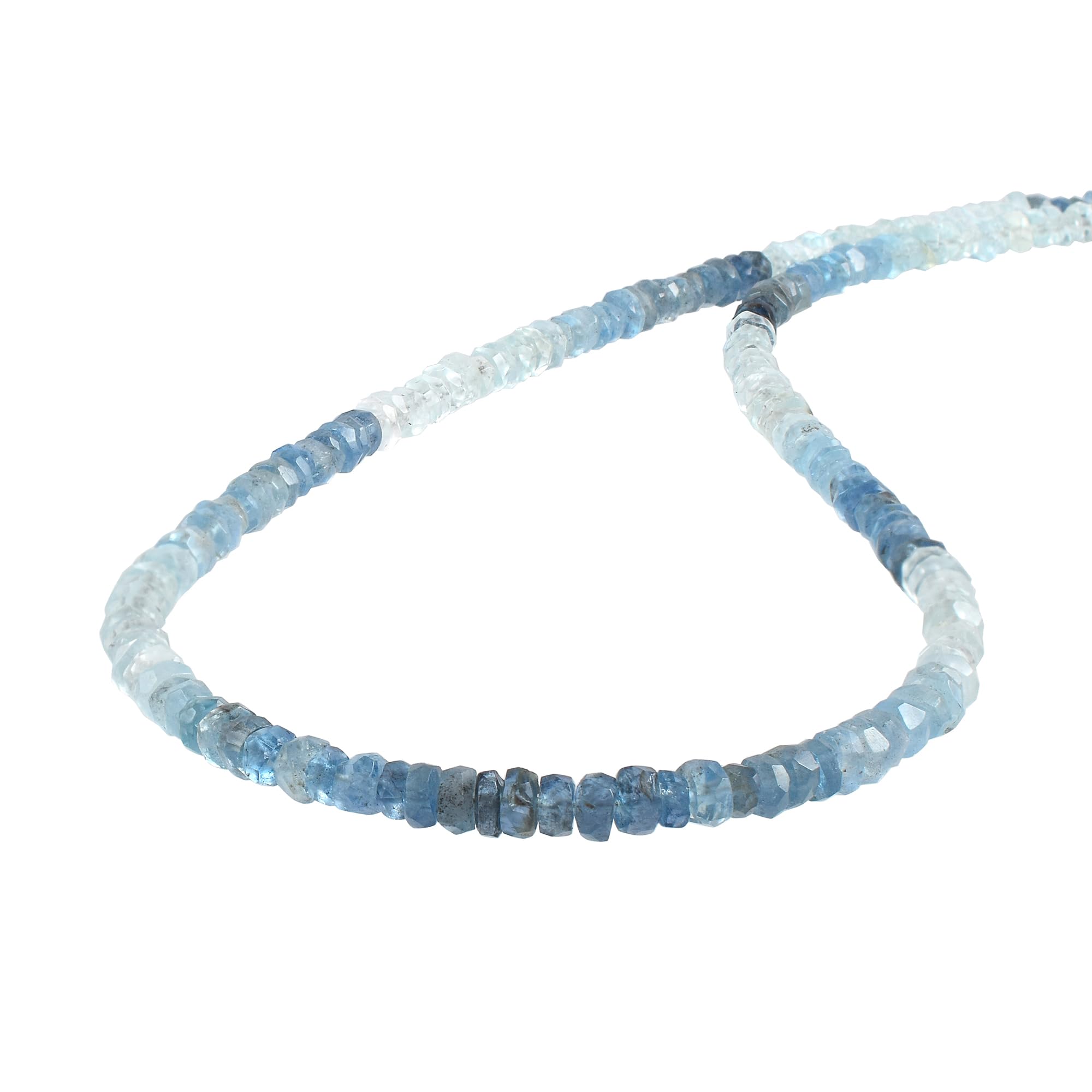 Collar de aguamarina de Santa María, piedras preciosas facetadas redondas de 4 mm en cadena de plata de ley, joyería de cristal azul marino para un regalo atemporal, Gema Plata