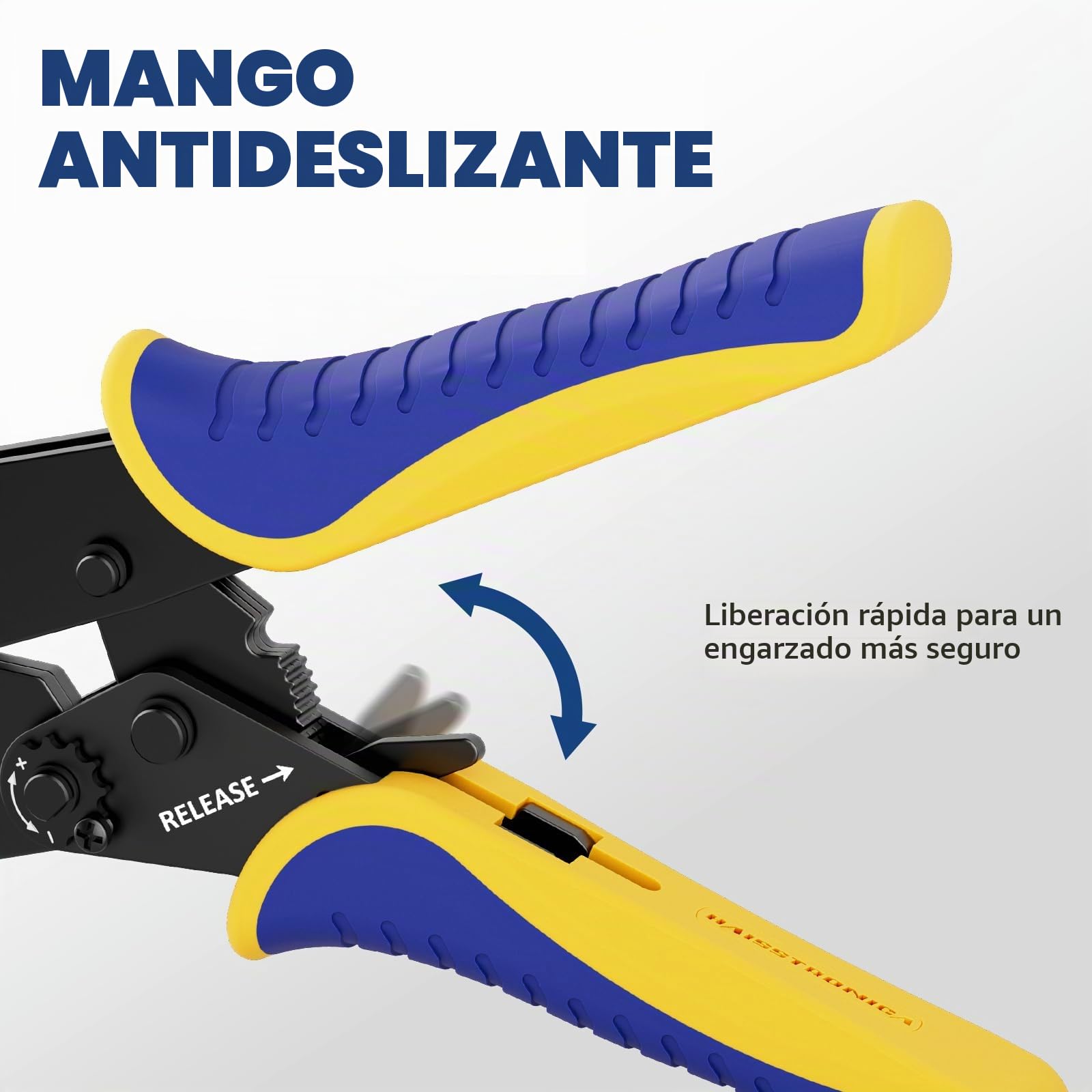 Haisstronica Crimpadora para Terminales Planos 0,5–6 mm² AWG 20–10, Conectores Tipo Spade, Alicate de Crimpado