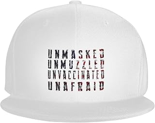 Unmasked Unmuzzled Unvaccinated Unafraid Hat Flat Bill Hat Snapback Hats for Men Baseball Cap
