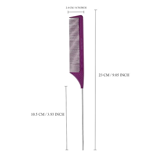 Miniatura 8 de Vellen Hair Peines profesionales de mango de aguja de 9 pulgadas para estilistas, material PEI resistente al calor y antiestático, peine de mango de