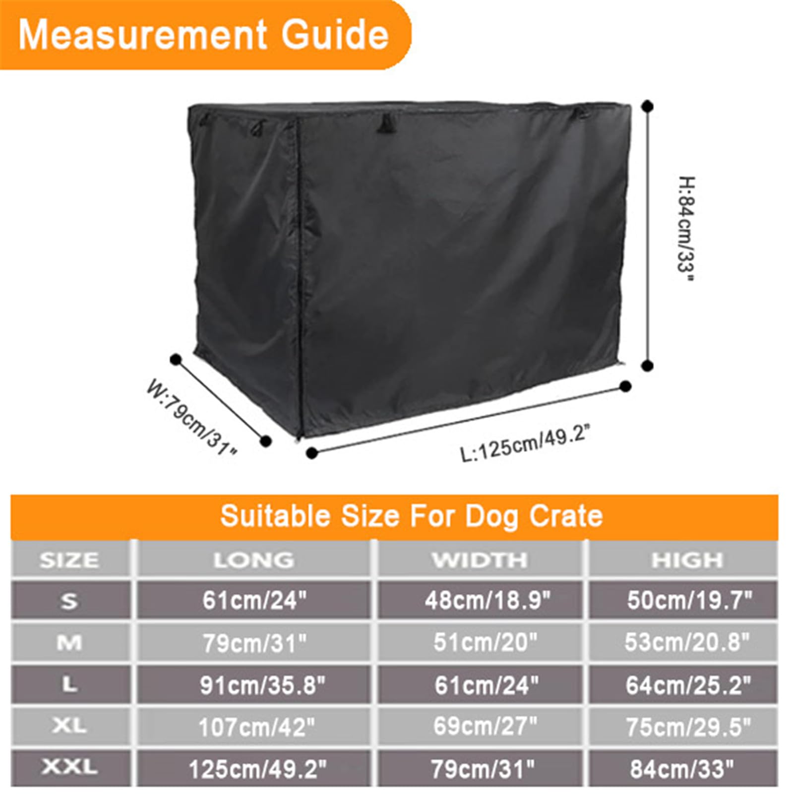 Copertura per gabbie per cani, Tessuto Oxford 210D Porta Copri Kennel Cane, impermeabile Copertura della gabbia, per animali domestici Copertura della gabbia per cani (XXL,Nero)