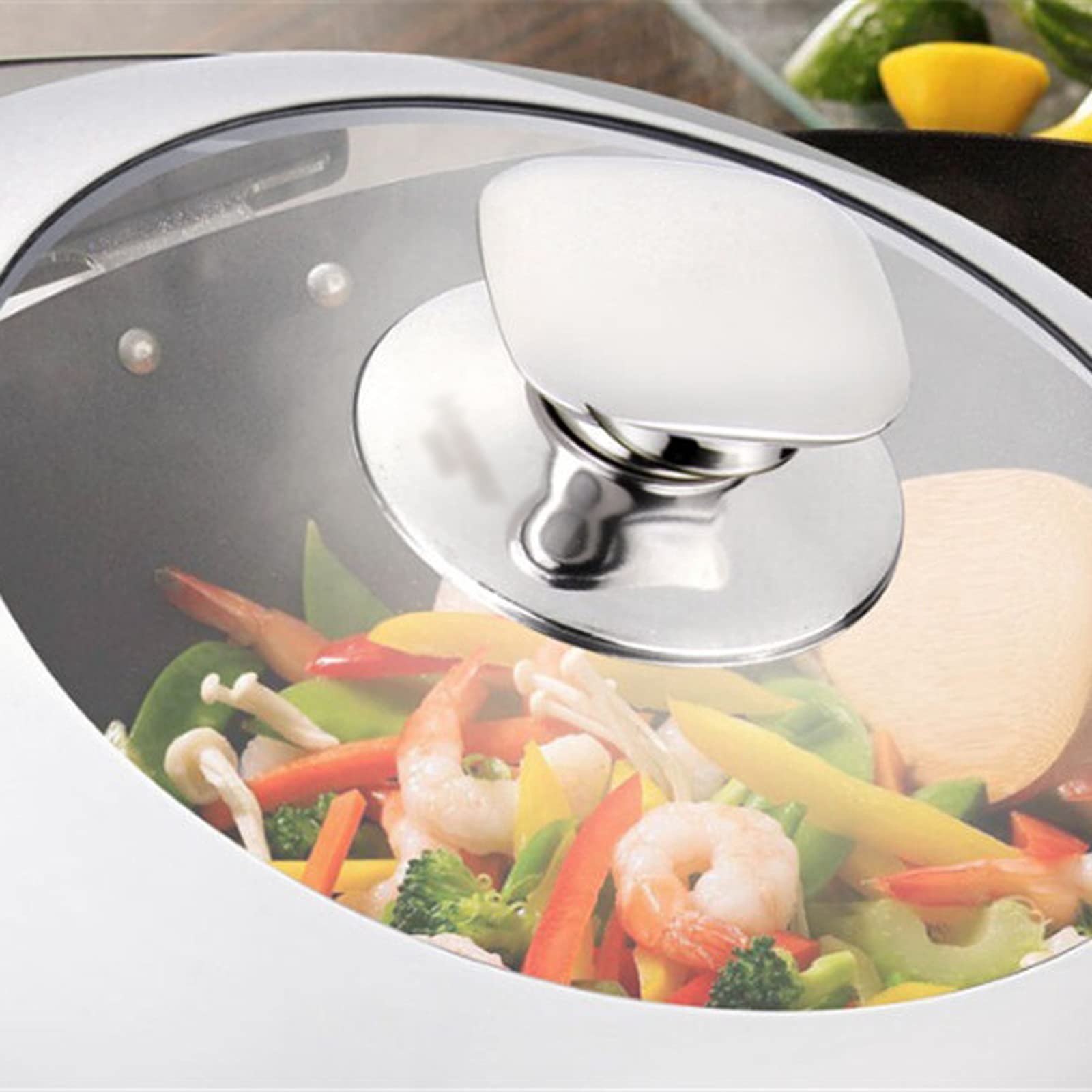 Tapa de sartén de acero inoxidable, tapa de sartén universal de cocina visible, tapa reemplazada, tapa de utensilios de cocina, cubierta de wok con mango de fácil agarre, tapa de vidrio (color: 36 cm)