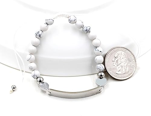 Miniatura 6 de Personalized Name Identity Bracelet 6mm White Turquoise Stone Braided Bracelet for Men Women Best Friends Birthday Graduation Custom Gift Y1451