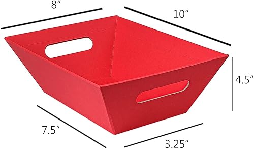 Miniatura 2 de Upper Midland Products Paquete de 5 cestas rojas para regalos vacías, kit de cesta de regalo de 8 x 10 pulgadas con bolsas de cesta, lazos rojos,