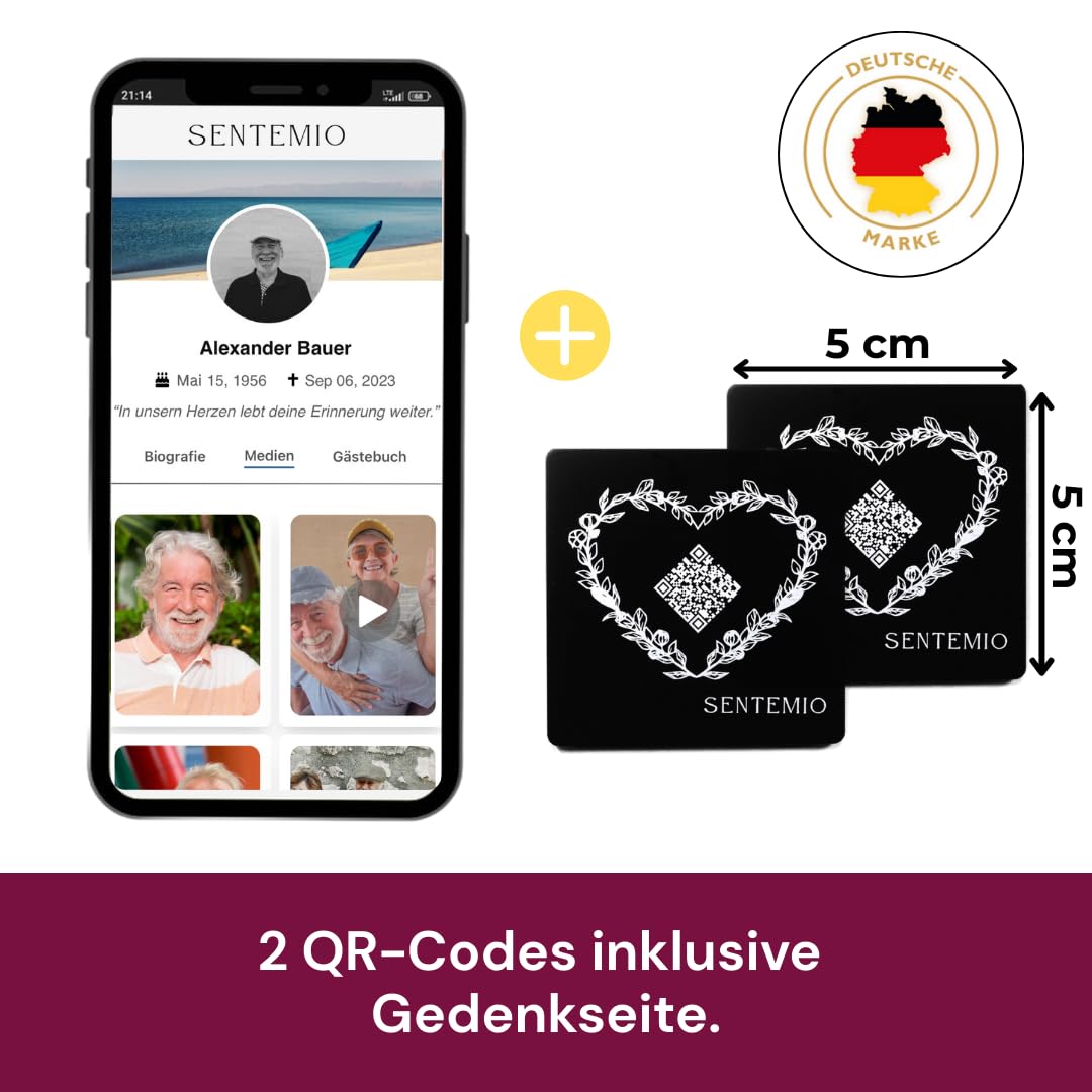 Page commémorative numérique – Créer une page de rappel personnelle | Cadeau de condoléances avec code QR | Carnet de condoléances en ligne pour les défunts | Mémorial numérique pour photos