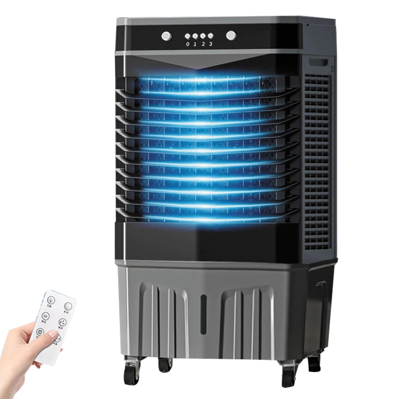 AYCDL 2800CFM Swamp Cooler with Remote, 8.2 Gal Portable Evaporative Air Cooler, 12H Timer, 3 Speeds, Rolling Casters, 120° Oscillation for Room Cooling,80x35x45cm/31.5x14x18in