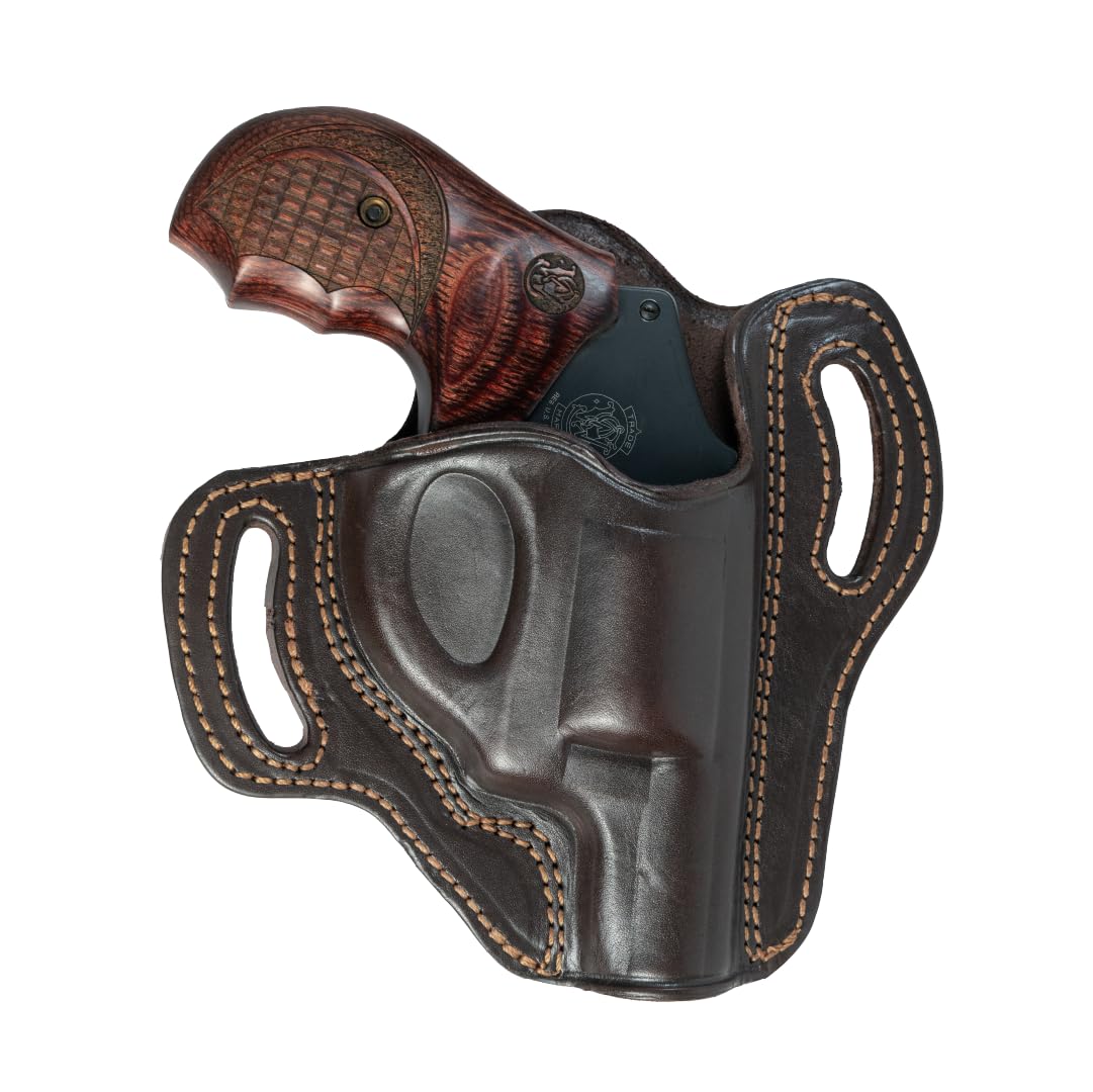 Cardini Leather Premium OWB Concealed Carry Holster for 5-Shot Revolvers, S&W J Frame, Taurus 605, 642 Airweight