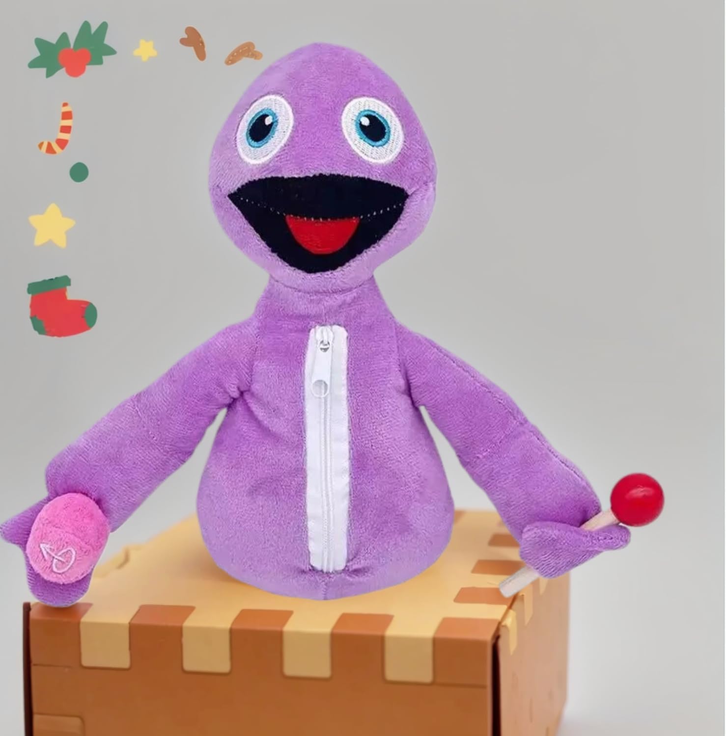 Hide and Seek Plush Christmas Dolls, Soft Stuffed Animal Pillow Figures(Purple)