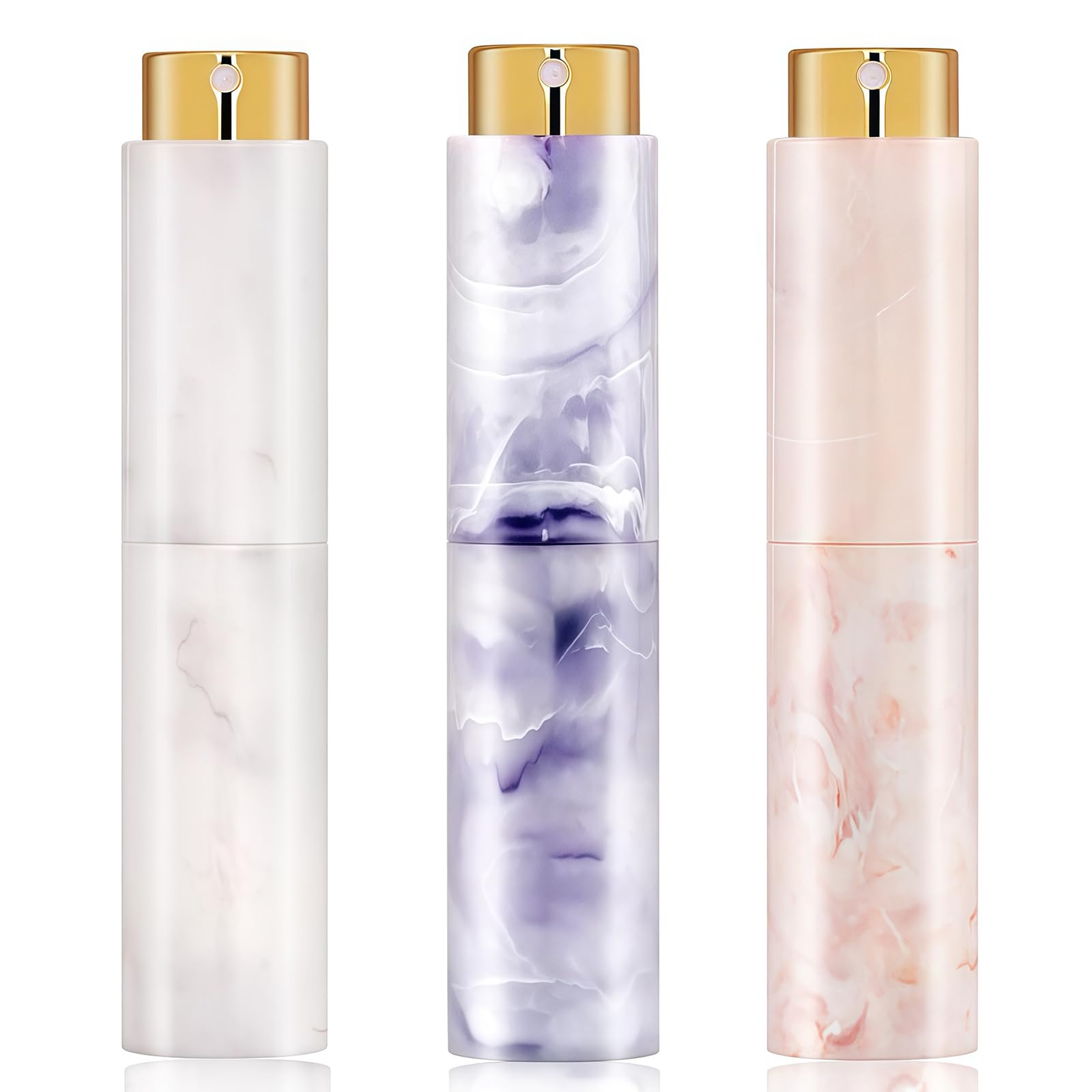Vitog Refillable Travel Perfume Atomizer - Mini Spray Bottles with Marble Texture, Portable Cologne Dispenser for Women Men, Leak-Proof Empty Fragrance Decant Container for Travel and Daily Use 3PCS