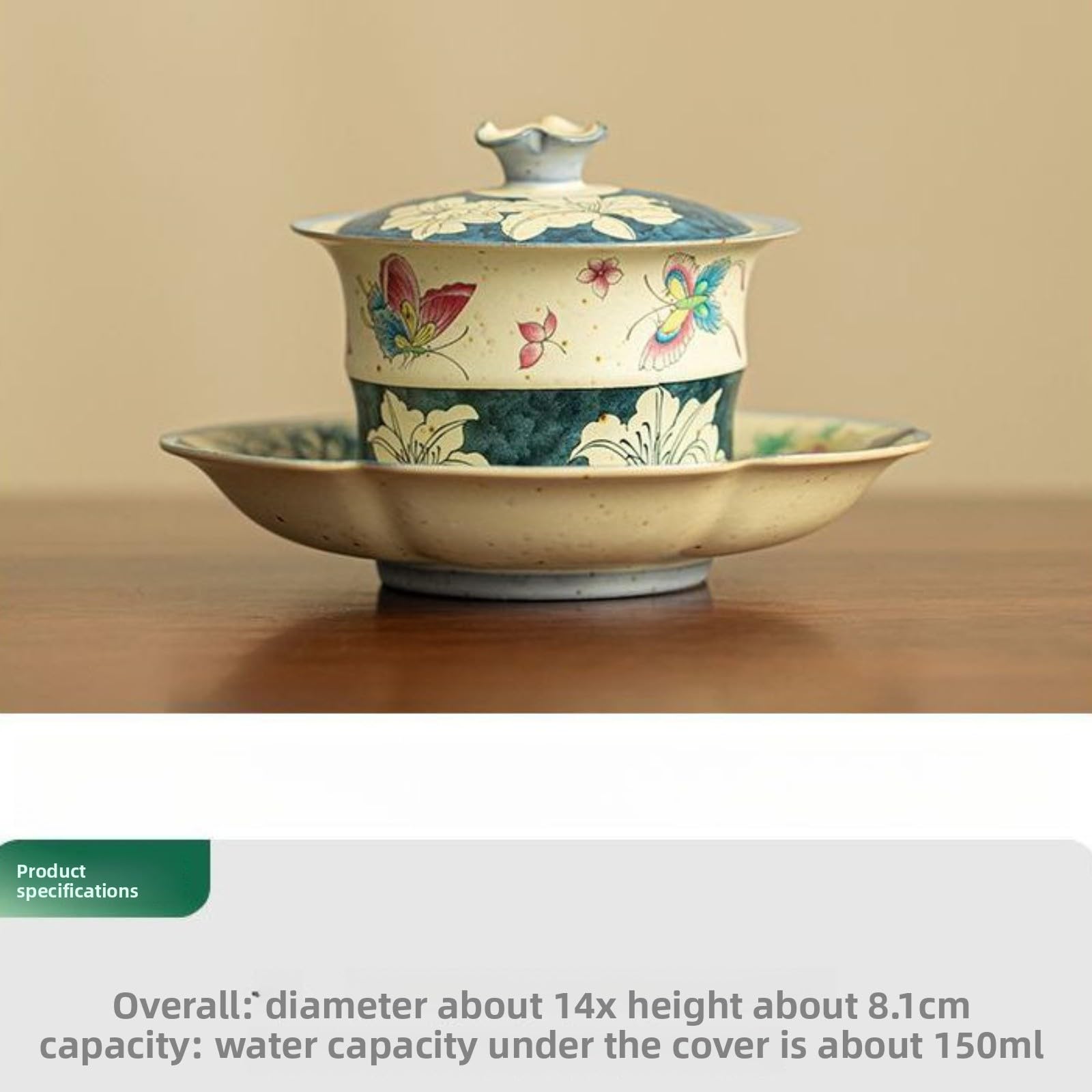 Ceramiczny Gaiwan, 150 ml, chiński styl ręcznie rysowany zestaw do herbaty Kung Fu domowa miska na herbatę