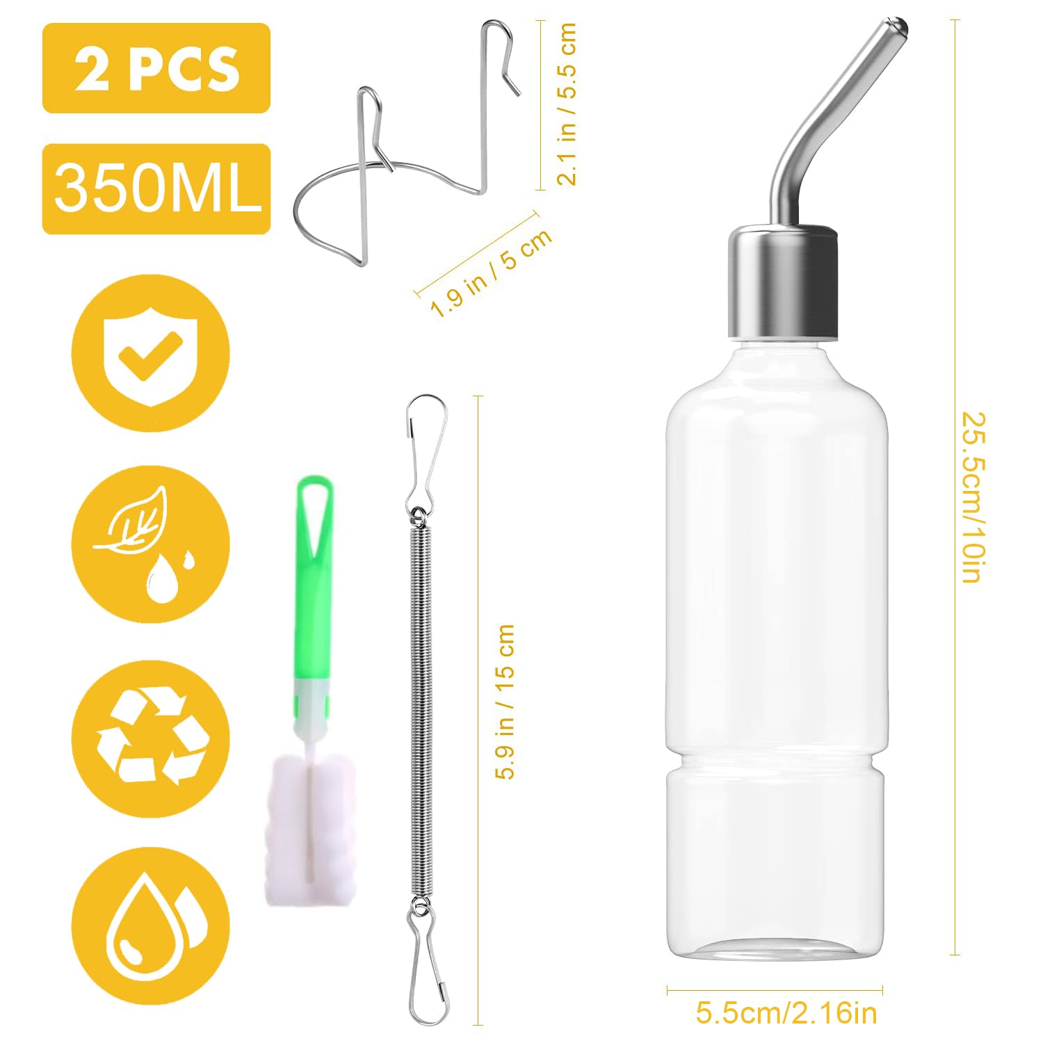Norhogo 2-piece Pet Hanging Water Bottles, Portable Pet Hanging Drinking Waterers Bottles, Automatic pet water bottles - Image 2