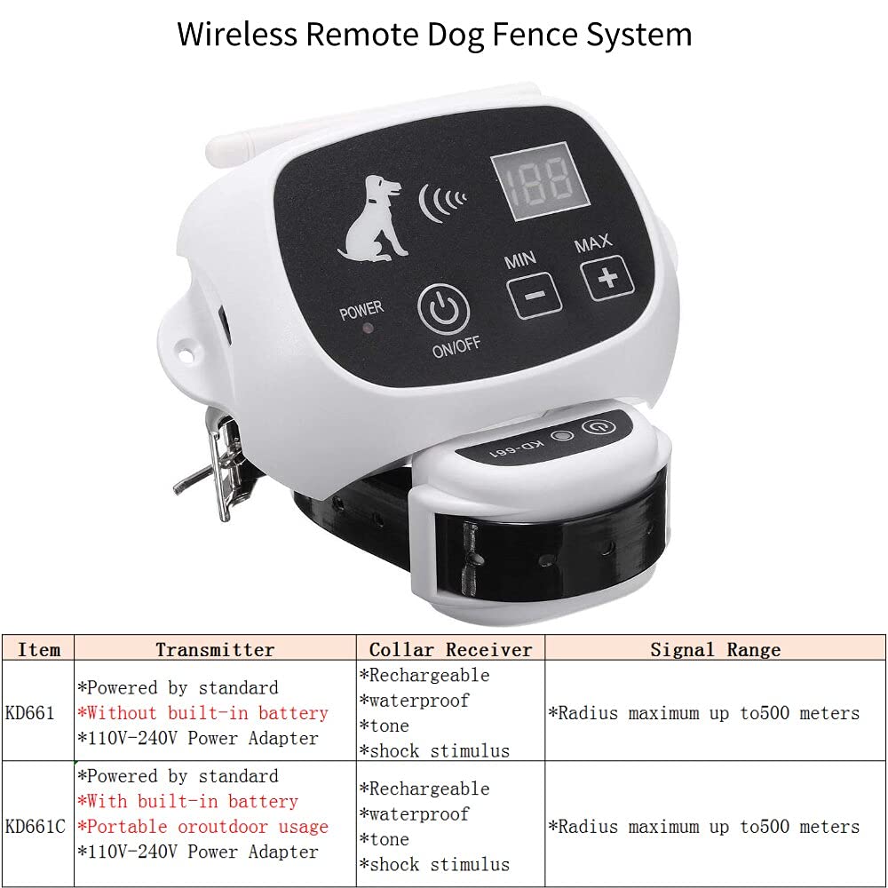 Système de clôture de Chien à Distance sans Fil étanche 1/2/3 Animaux de Compagnie 0-100 Niveau Dispositif de clôture électronique Collier de Dressage de Chien Choc électrique 661Cfor3dogs