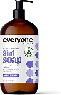 Everyone 3-in-1 Soap, Body Wash, Bubble Bath, Shampoo, 32 Ounce (Pack of 1), Lavender and Aloe, made with Essential Oils for Men and Women