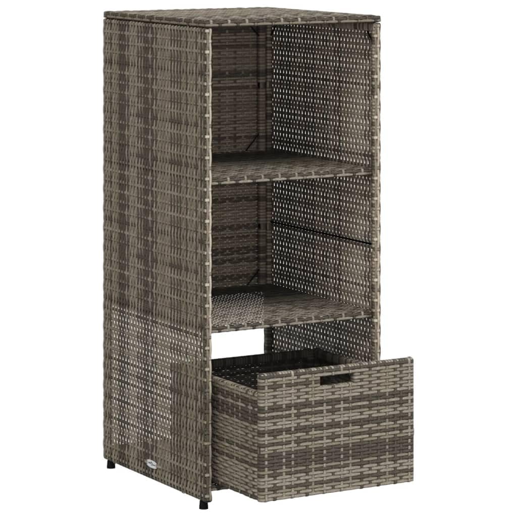 vidaXL Armoire Rangement Jardin Étagères Meuble Extérieur Patio Gris Résine Tressée