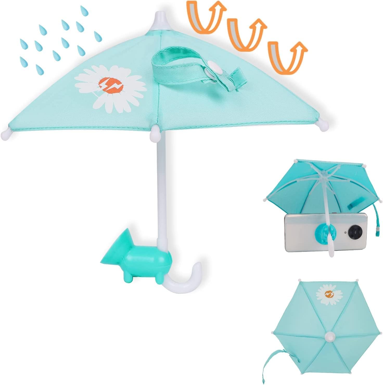 LUYAO Phone Umbrella for Sun, Universal Adjustable Suction Cup Stand with Umbrella for Phone, Mini Cell Phone Cute Sunshade Holder Outdoor Anti-Glare