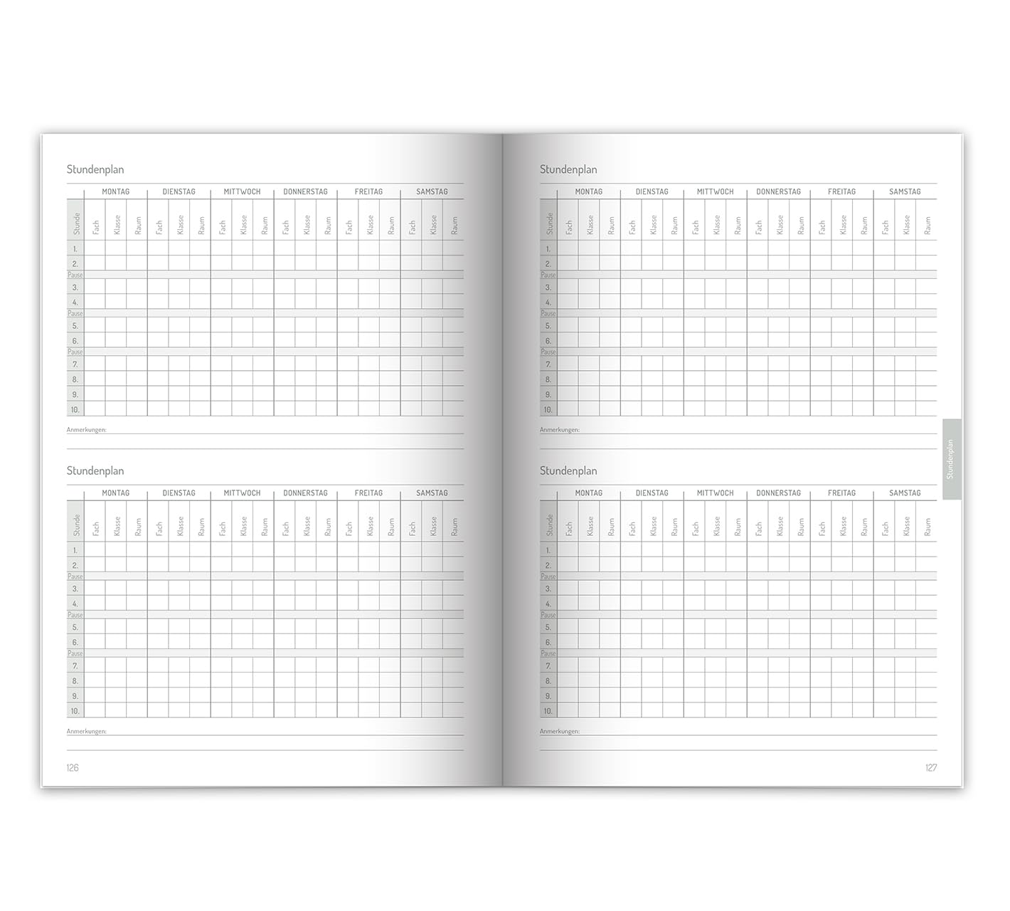 PERSEN Schuljahresplaner 2024/25, Lehrerkalender für alle Klassenstufen, Ledereinband & Spanngummi, Ferienkalender, 17 x 24 cm, 224 Seiten - Airy Blue