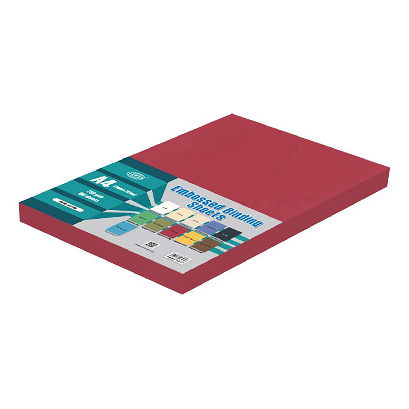 FIS® Embossed Binding Sheets, Size A4(210x297mm), 230gsm, 100 Sheets Per Packet, Dark Red Color-FSBDE230A4DRE