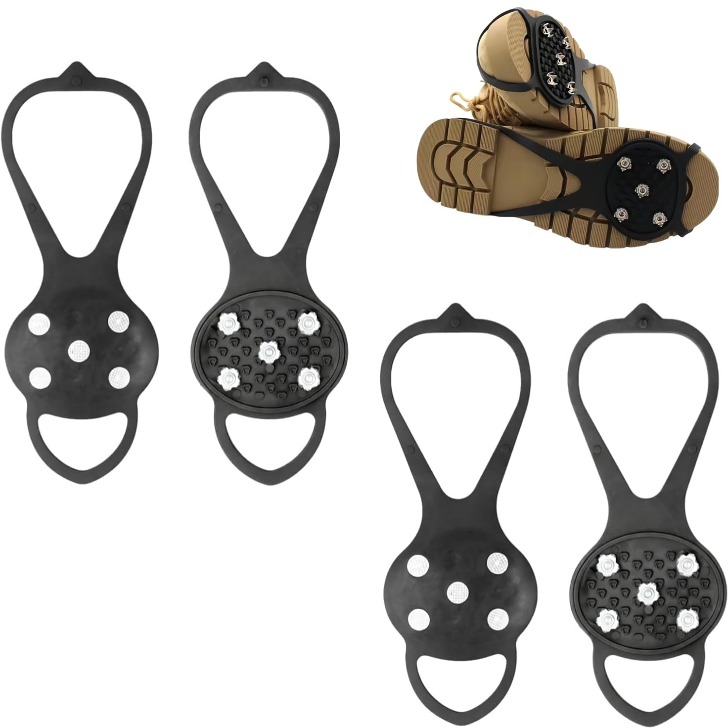 2 Paire Crampons Neige Chaussures Crampons Chaussures Randonnée Pointes en Acier Inoxydable Protection Facile à Enfiler pour Sports d'hiver en Extérieur Randonnée Pêche Marche