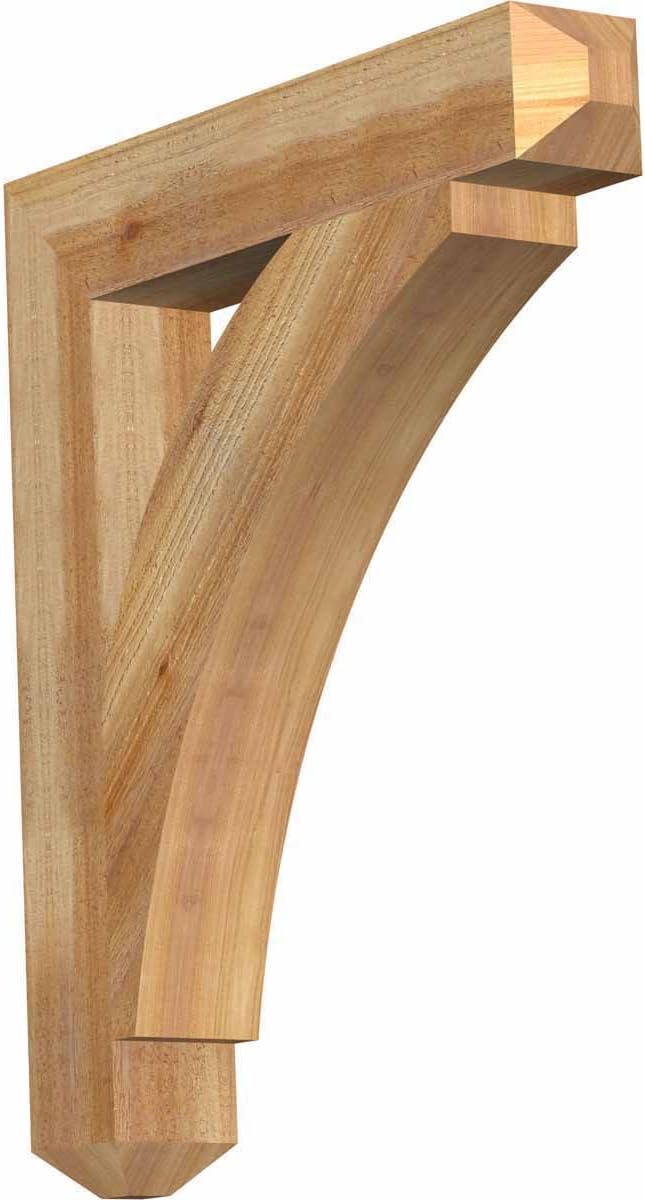 Ekena Millwork BKT04X24X28THR04RWR Thorton Craftsman Rough Sawn Bracket, 4" Width x 24" Depth x 28" Height, Western Red Cedar