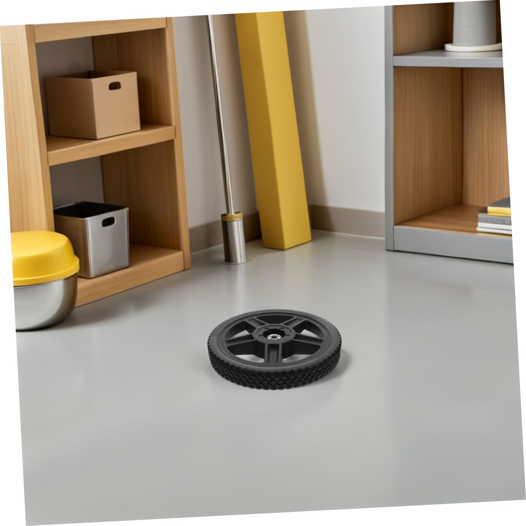 2 Piezas rueda de cortacésped ruedas de plástico para empuje de la cortacésped de polivinilo Negro
