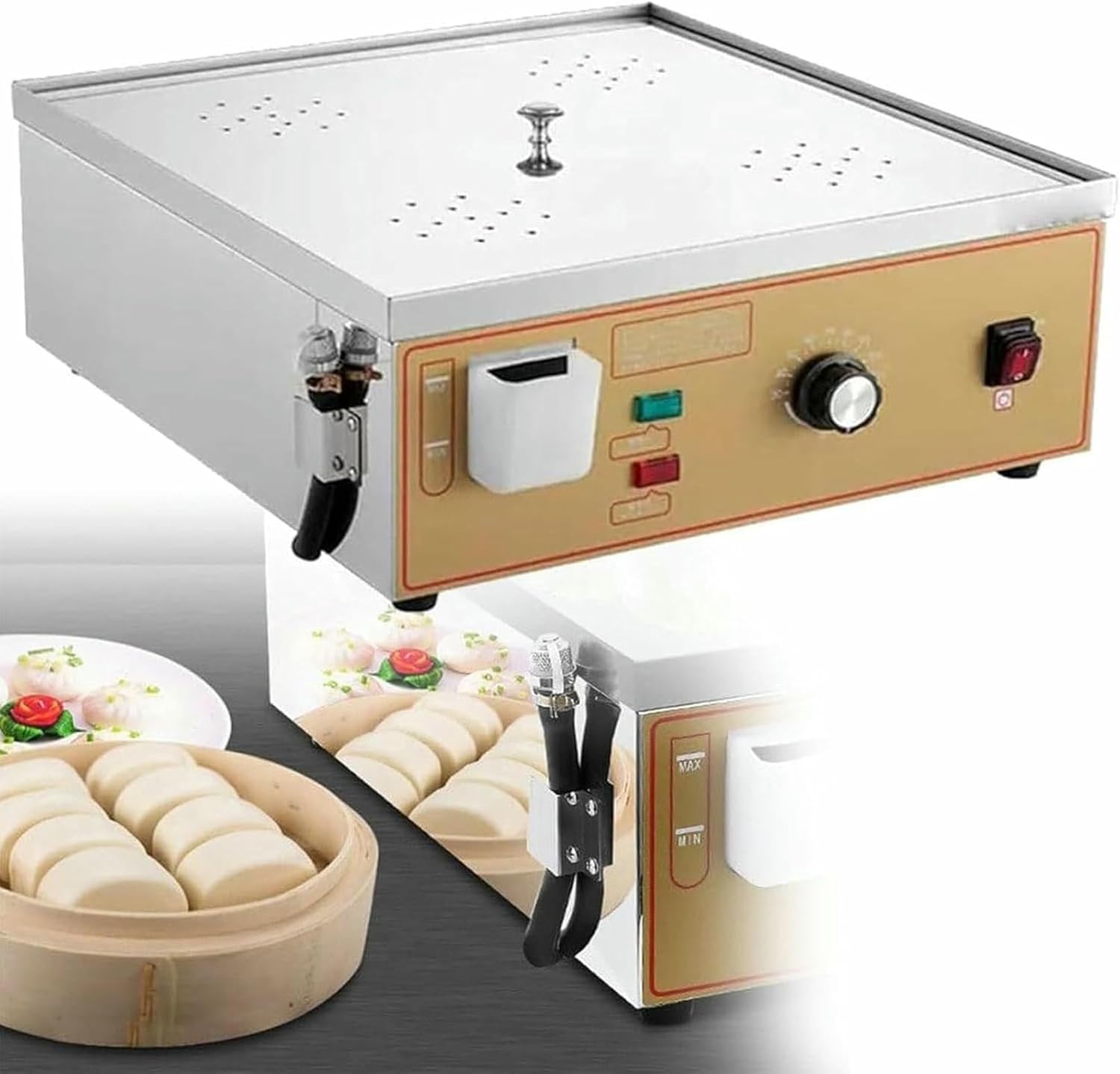 Food Steamer,4 Hole Commercial Steamed Buns Machine Stainless Steel U Tube Heating For Steamed Buns Machine