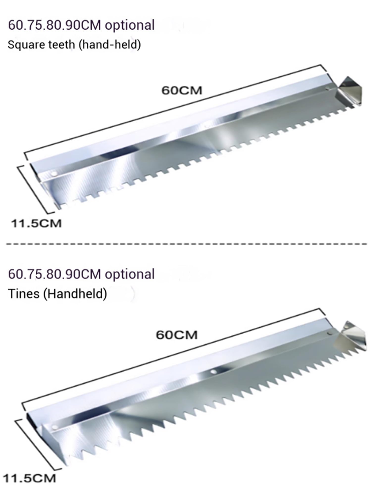 Paleta Grande para Azulejos, Paleta Dentada de 60-90 cm, Peine para mortero, Herramientas de Acero Inoxidable para la aplicación rápida y Uniforme de Adhesivo en el Suelo (Dientes Redondos/2