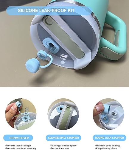 Miniatura 4 de Tapón a prueba de derrames, 6 unidades, compatible con Stanley Cup 2.0 de 4030 onzas, tapón de silicona para tazas, accesorios incluyendo tapa de