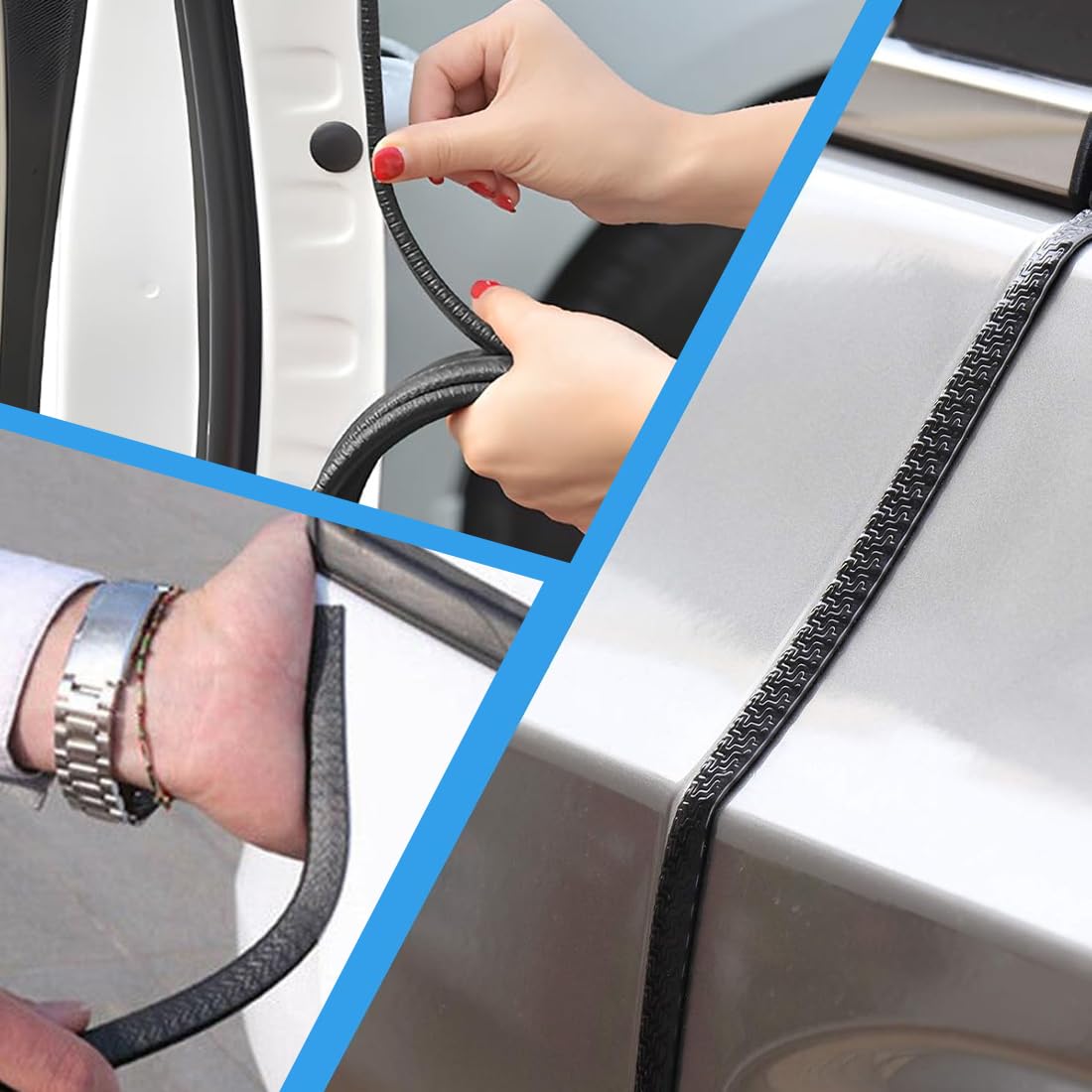 2 Pezzi Protezione Portiera Auto, 5M Paraspigoli Anti-perdite, in gomma a forma di U, ricambi per la maggior parte delle auto, per auto Porte, bagagliaio, cofano (Nero)