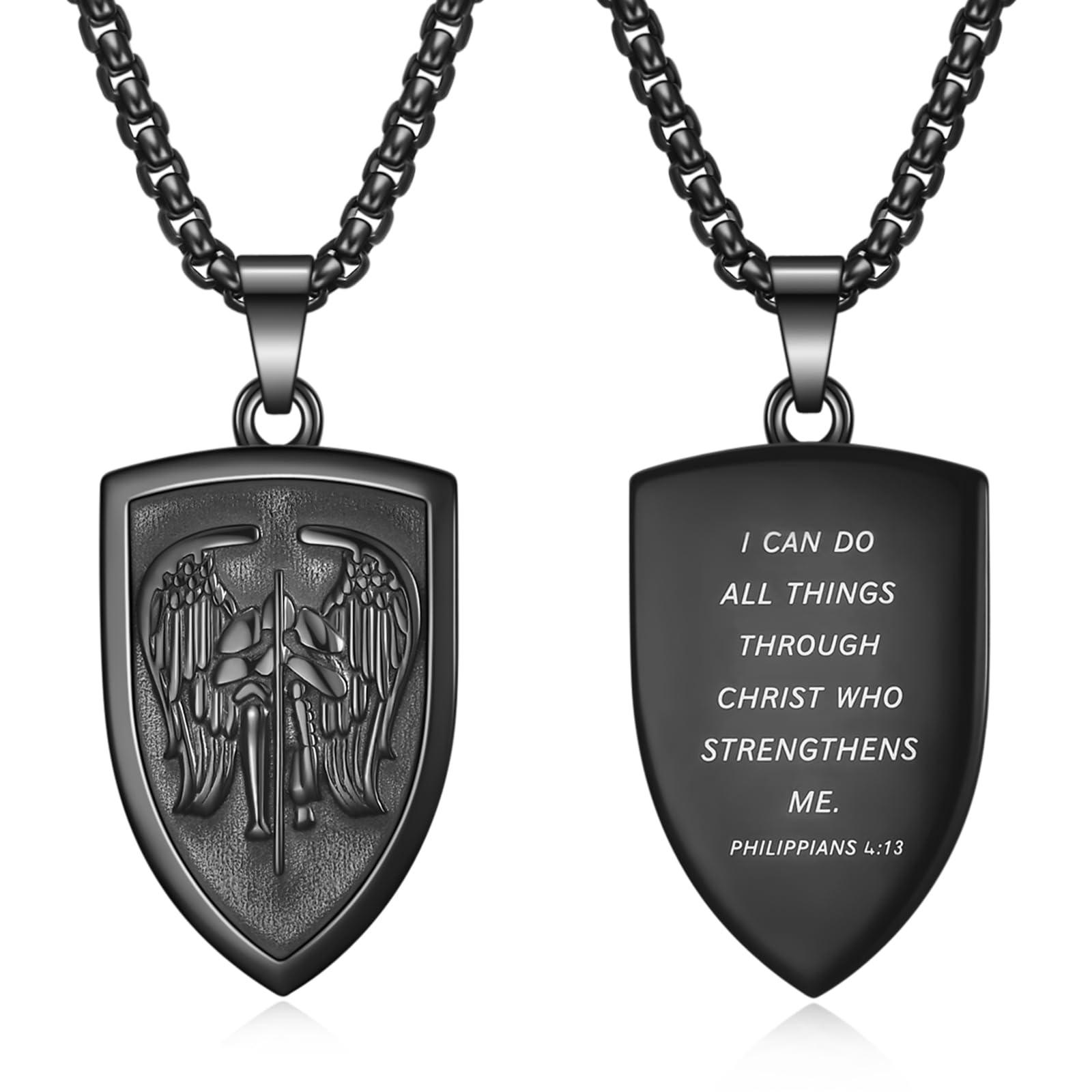 Rnivida Archangel St. Michael Medal Pendant Necklace, Stainless Steel Christian Jewelry for Men Women