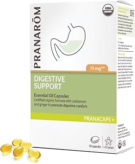 Pranarom - Digestive Support Pranacaps 30 Capsules - Certified Organic Ingredients - Safe, Pre-dosed, Easy to Swallow - Sustainable & Eco-Friendly