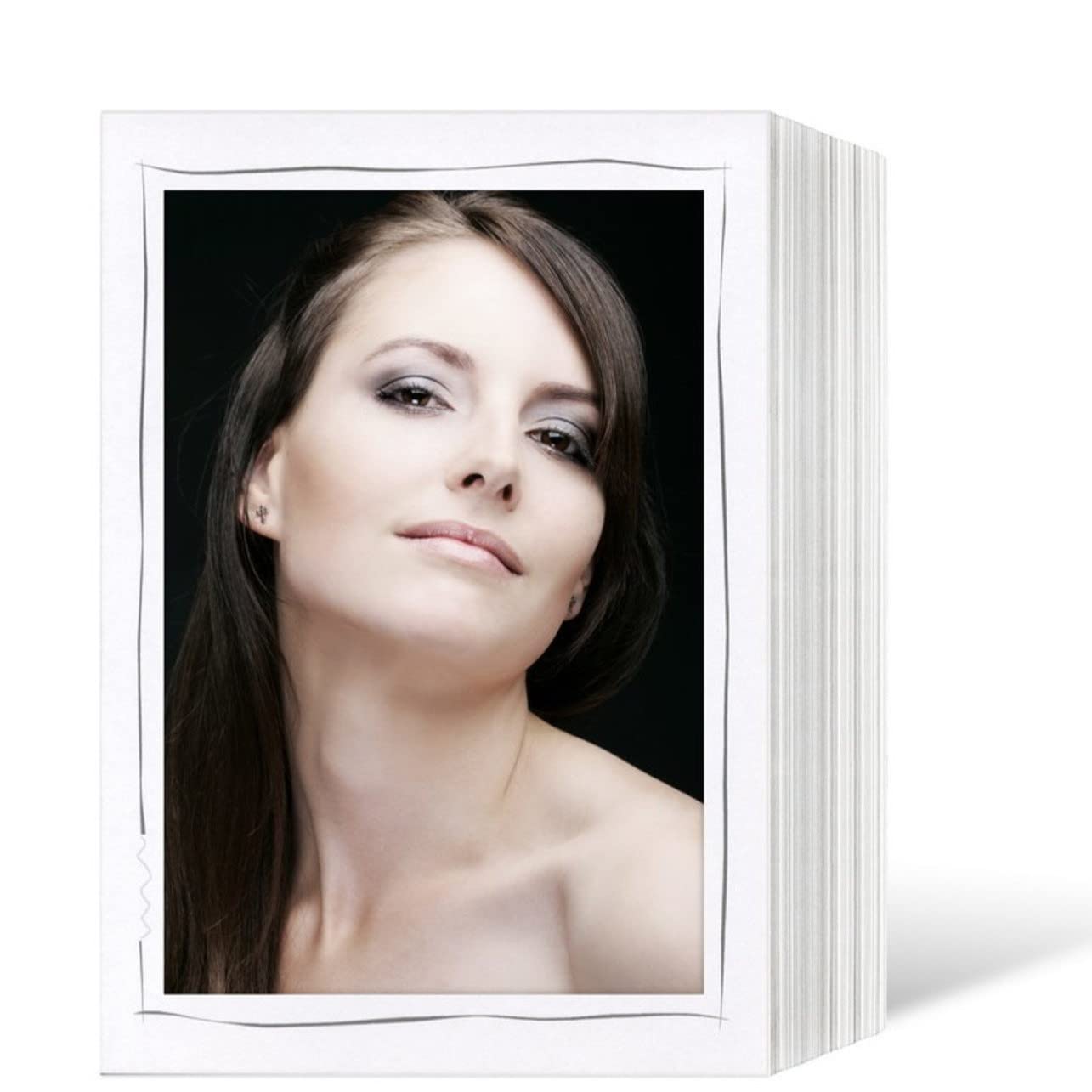 Schoeller & Stanzwerk© - 100 Stück Endlosleporellos für 13x18 cm Fotos Hochformat - weiß matt mit grauem Tuscherand