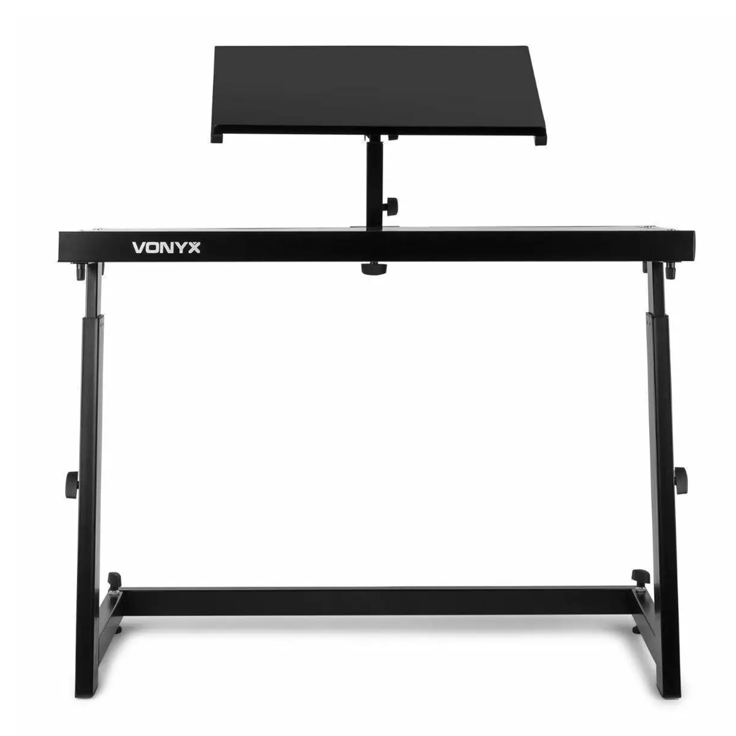 Vonyx cabina DJ plegable con mueble ajustable y pantalla frontal, estructura portátil con mesa y meseta inclinable, lycra elástica, ideal para DJ móvil y eventos